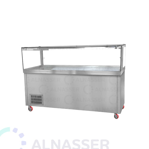 ثلاجة-عرض-رف-خدمة-زجاج-سطح-ستيل-أمام-كبير-وطني-display-refrigerator-150cm-alnasser-factories