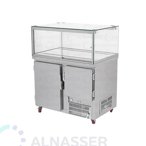 ثلاجة-عرض-رف-خدمة-زجاج-سطح-ستيل-خلف-صغير-وطني-display-refrigerator-close-alnasser-factories