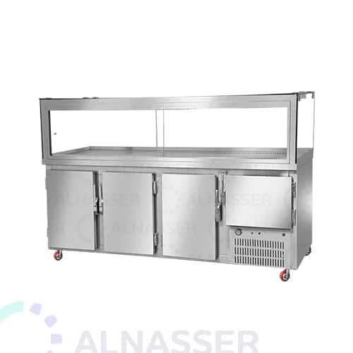 ثلاجة-عرض-رف-خدمة-زجاج-سطح-ستيل-خلف-كبير-وطني-display-refrigerator-alnasser-factories